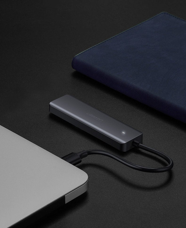 Ugreen USB HUB - 4x USB 3.2 Gen 1 su micro USB maitinimo prievadu pilkas (CM219 50985) -- USB Hubs