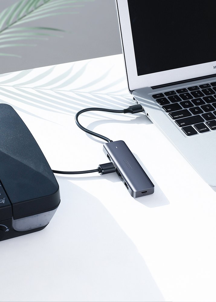 Ugreen USB HUB - 4x USB 3.2 Gen 1 su micro USB maitinimo prievadu pilkas (CM219 50985) -- USB Hubs