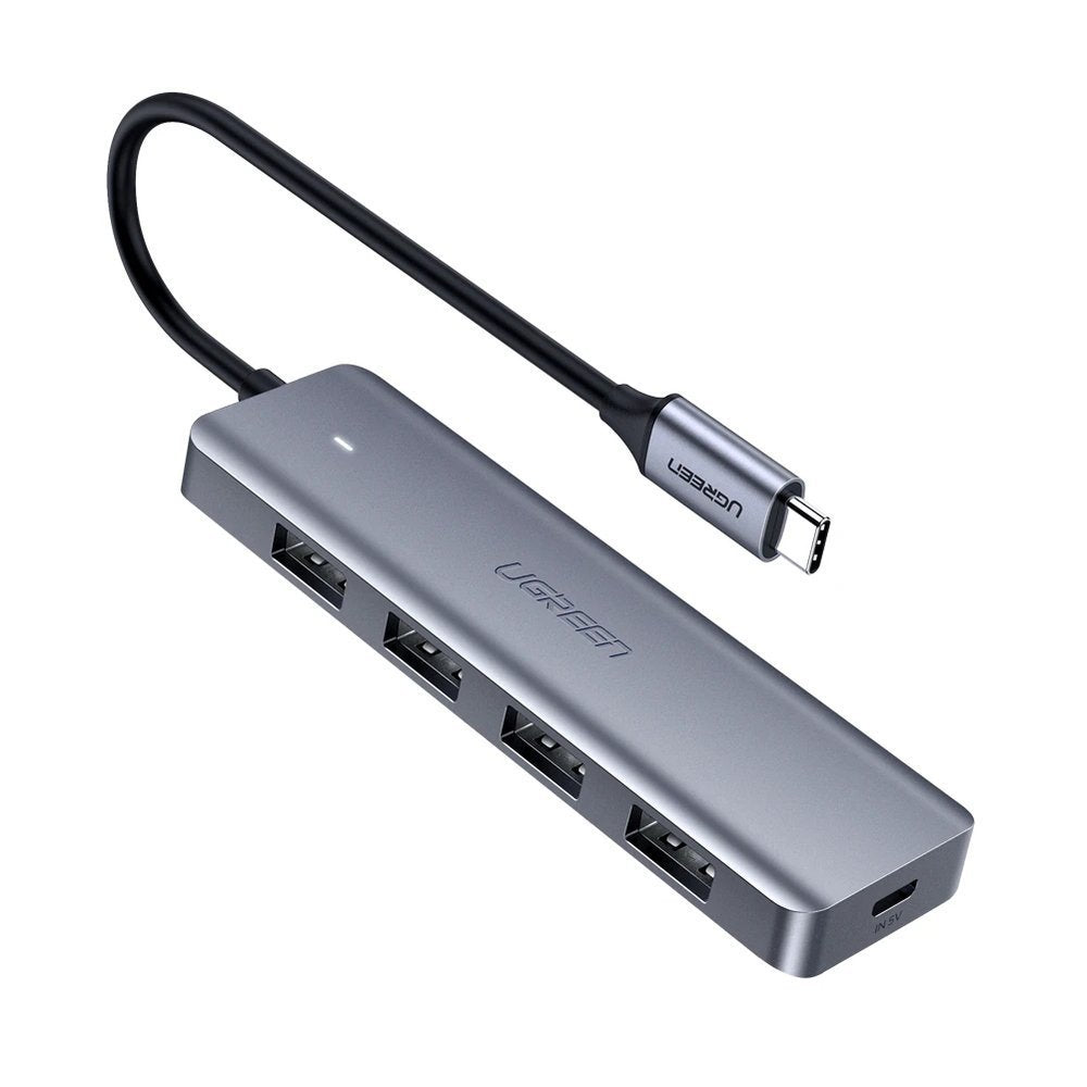 Ugreen USB Type C HUB - 4x USB 3.2 Gen 1 su USB-C maitinimo prievadu pilkas (CM219 70336) -- USB Hubs
