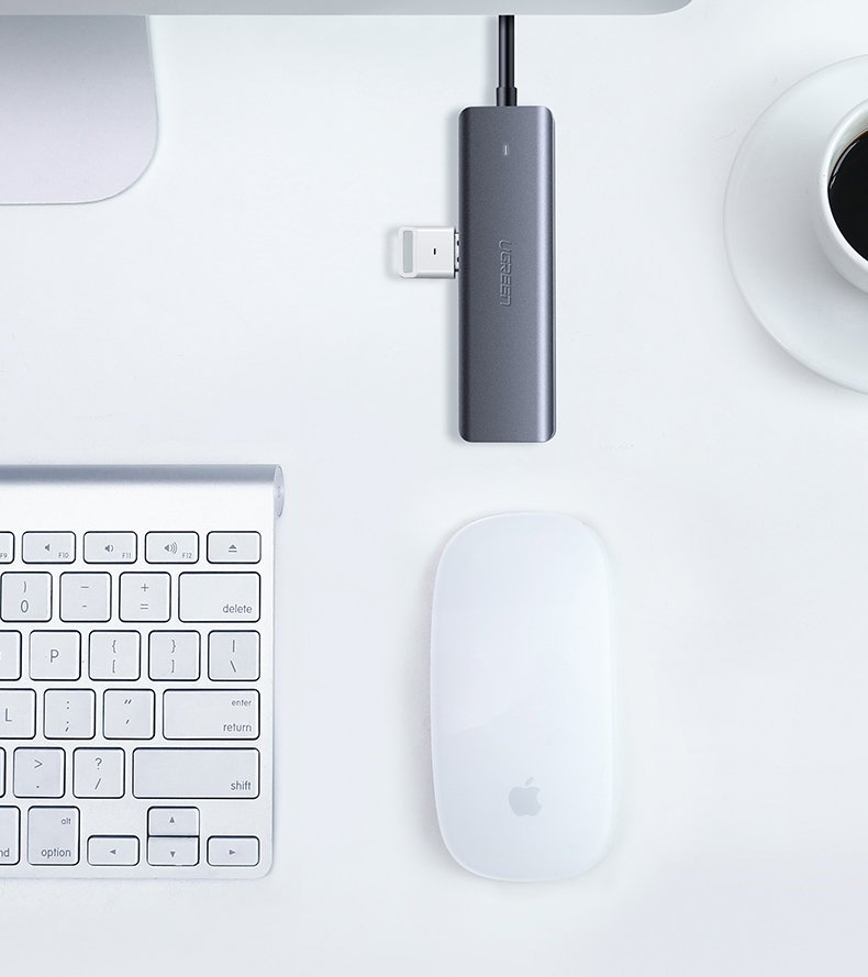 Ugreen USB Type C HUB - 4x USB 3.2 Gen 1 su USB-C maitinimo prievadu pilkas (CM219 70336) -- USB Hubs