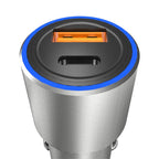 Dudao USB / USB automobilinis įkroviklis Type C Power Delivery Quick Charge 22.5 W pilkas (R4PQ)