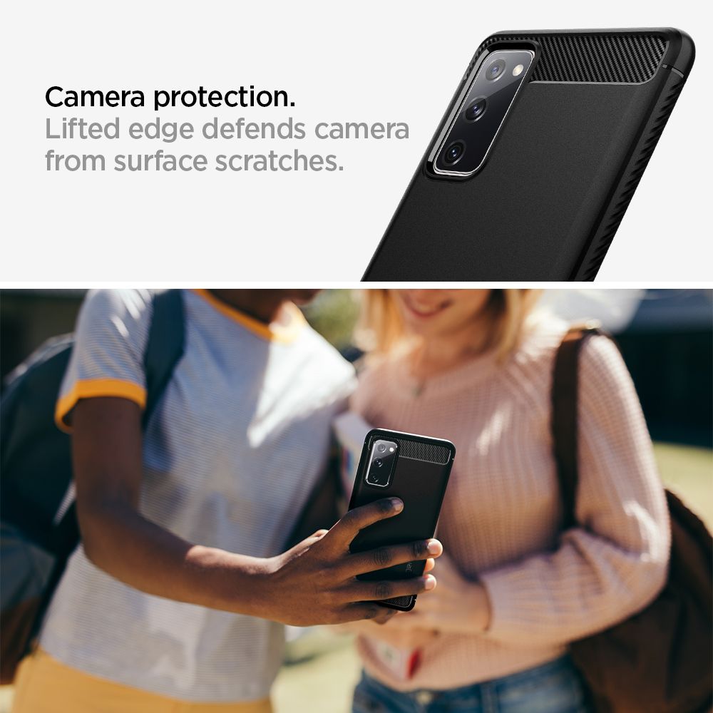 Spigen Rugged Armor dėklas Samsung Galaxy S20 FE – juodas -- Samsung Galaxy S20 FE