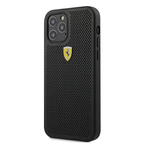 Ferrari On Track Perforated dėklas iPhone 12 Pro Max – juodas -- iPhone 12 Pro Max