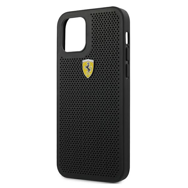 Ferrari On Track Perforated dėklas iPhone 12 Pro Max – juodas -- iPhone 12 Pro Max