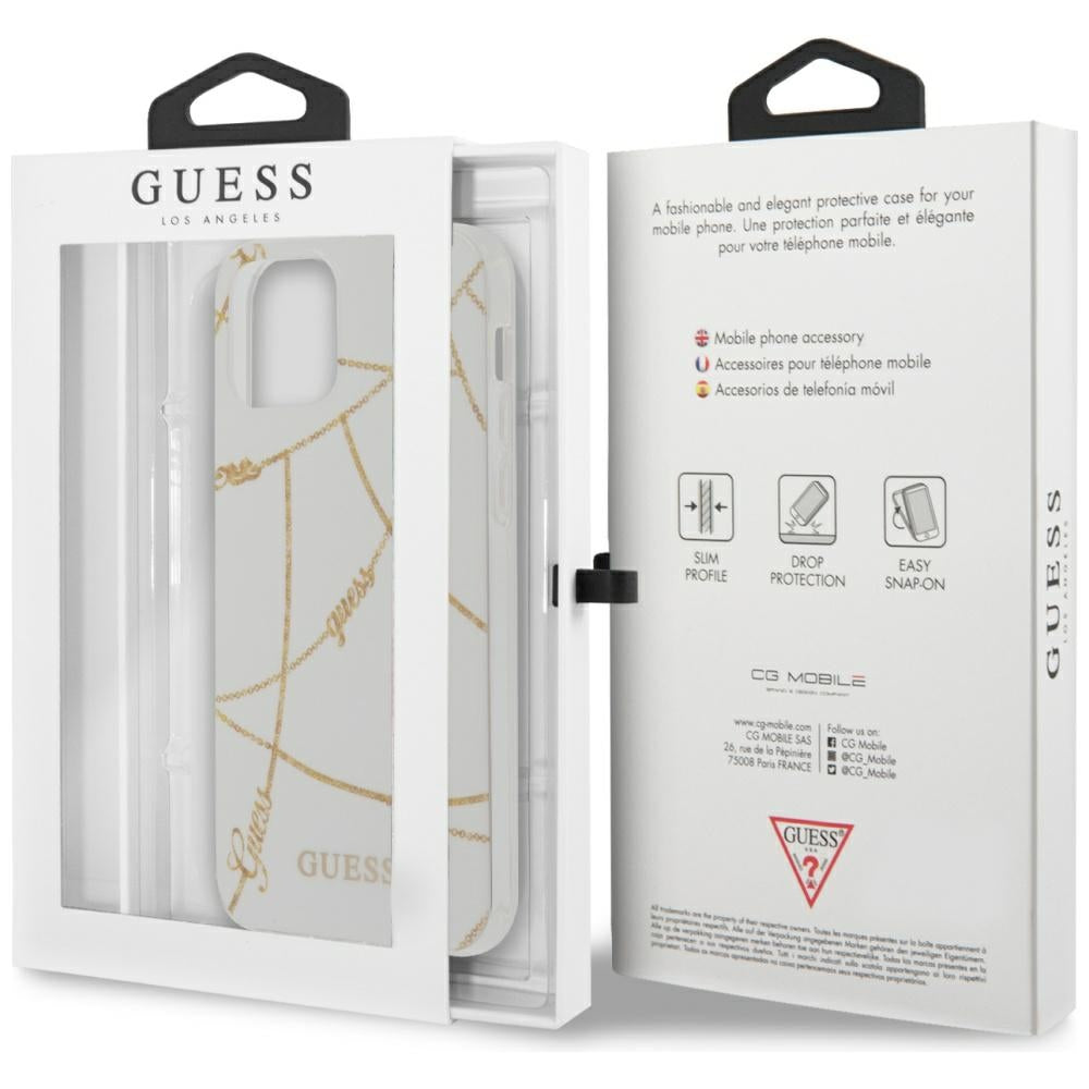 Guess dėklas iPhone 12 mini – baltas, Gold Chain -- iPhone 12 Mini
