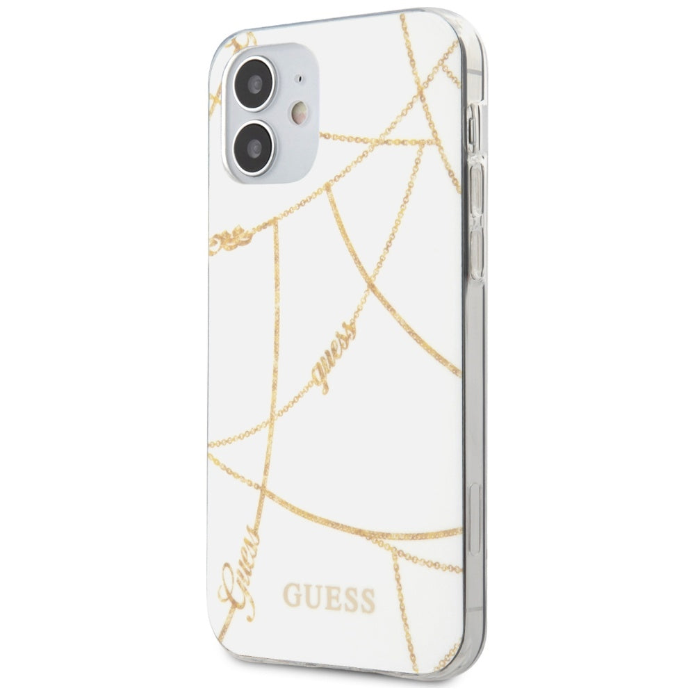 Guess dėklas iPhone 12 mini – baltas, Gold Chain -- iPhone 12 Mini
