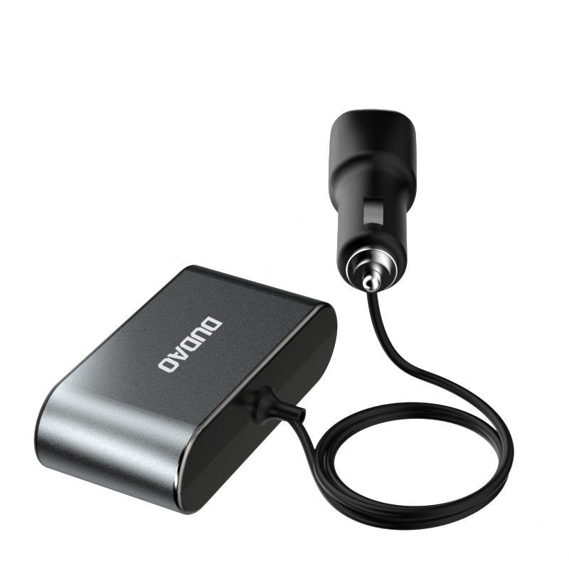 Dudao automobilinis įkroviklis 2x USB / 3x cigarečių degiklio skirstytuvas juodas (R1Pro black)