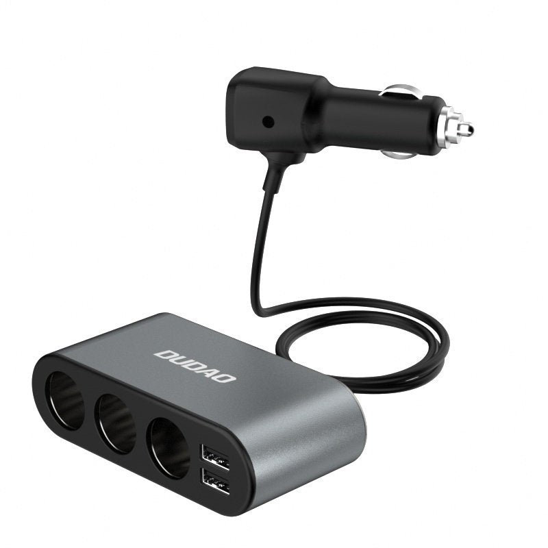 Dudao automobilinis įkroviklis 2x USB / 3x cigarečių degiklio skirstytuvas juodas (R1Pro black)
