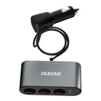 Dudao automobilinis įkroviklis 2x USB / 3x cigarečių degiklio skirstytuvas juodas (R1Pro black)