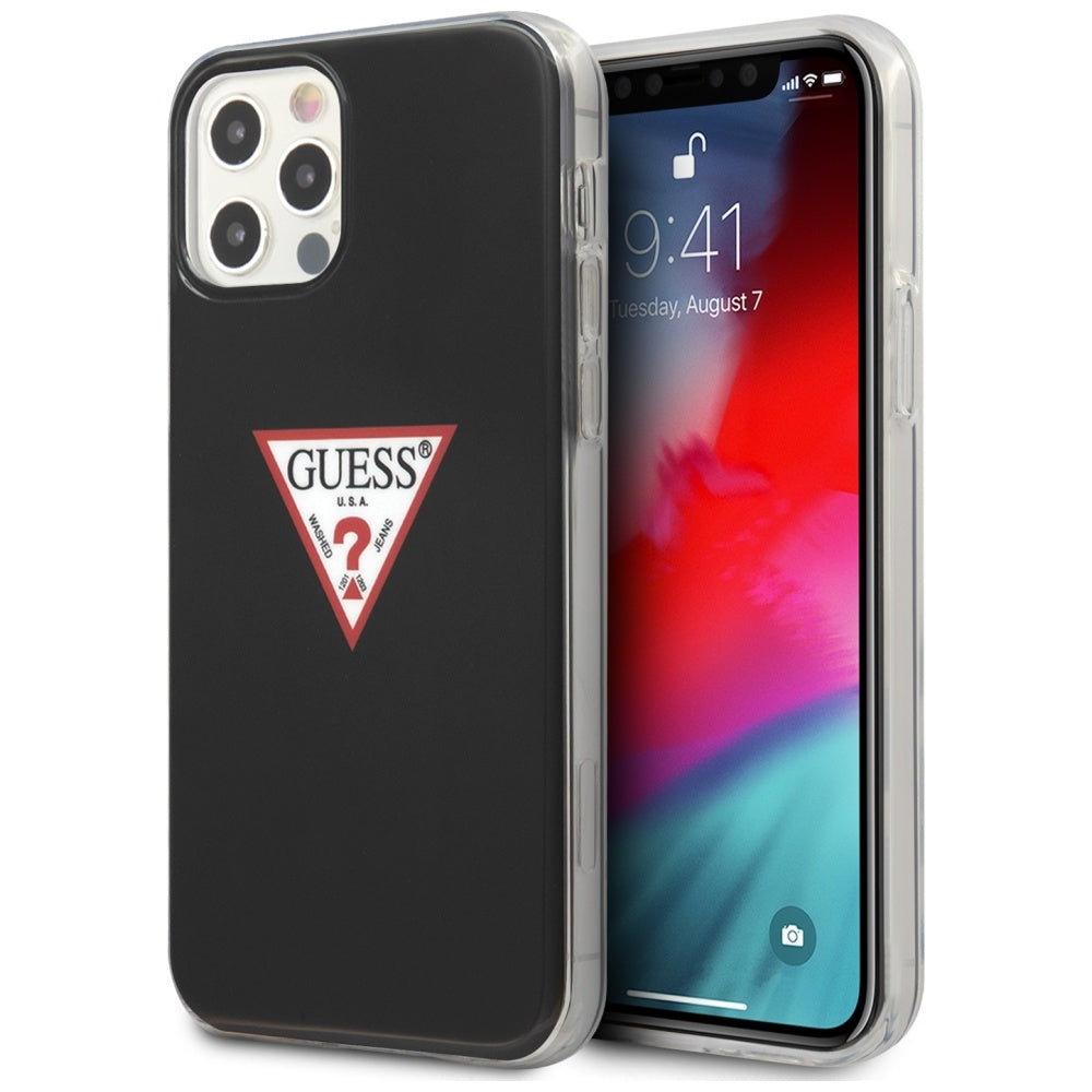Guess dėklas iPhone 12/12 Pro – juodas (Triangle) -- iPhone 12