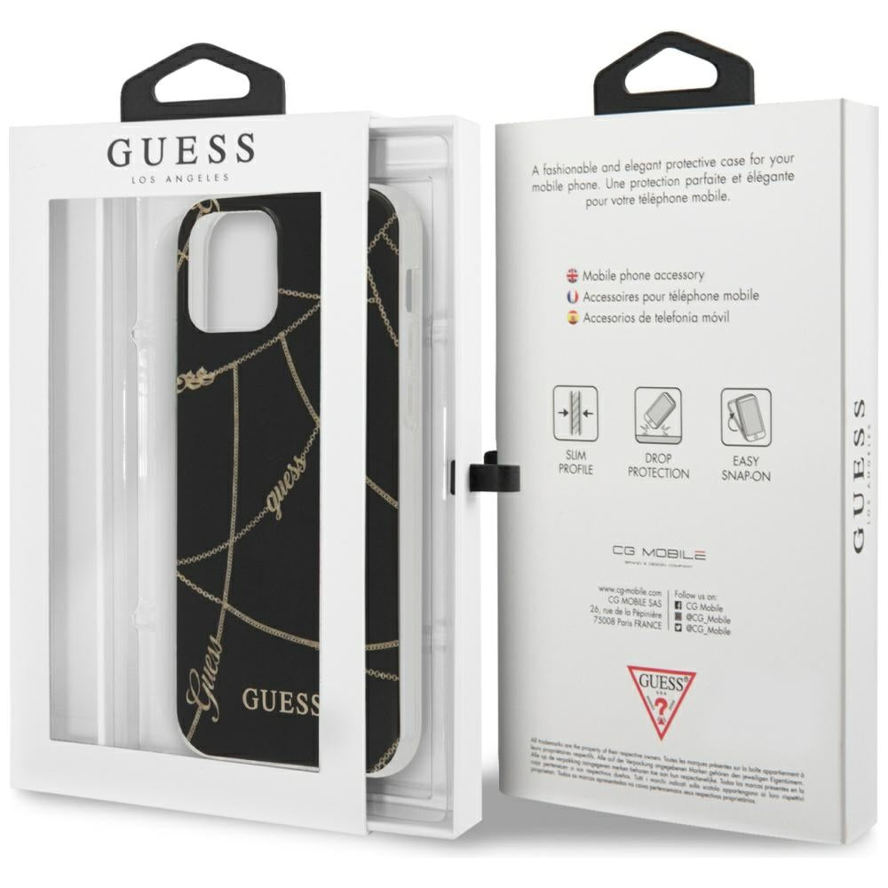 Guess dėklas iPhone 12 mini – juodas, Gold Chain -- iPhone 12 Mini
