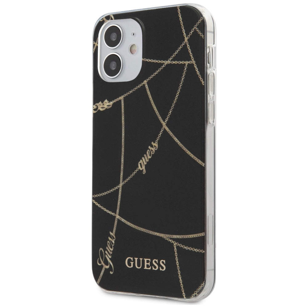 Guess dėklas iPhone 12 mini – juodas, Gold Chain -- iPhone 12 Mini