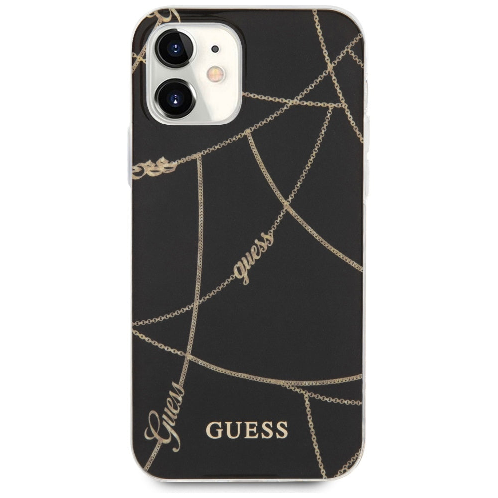 Guess dėklas iPhone 12 mini – juodas, Gold Chain -- iPhone 12 Mini