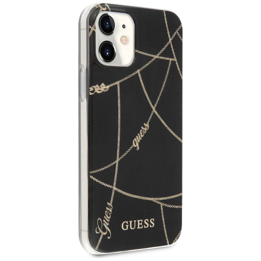 Guess dėklas iPhone 12 mini – juodas, Gold Chain -- iPhone 12 Mini
