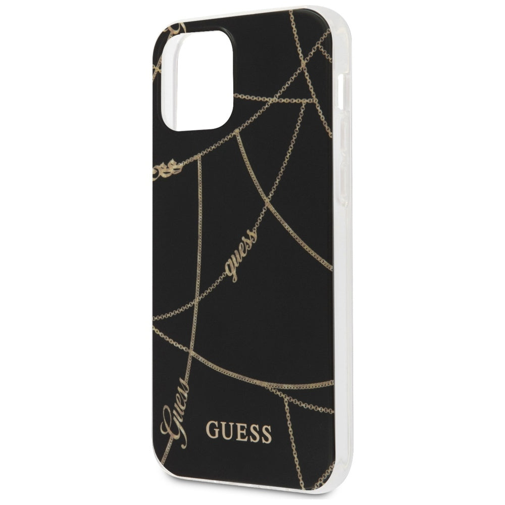 Guess dėklas iPhone 12 mini – juodas, Gold Chain -- iPhone 12 Mini