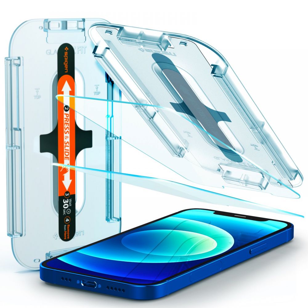 Spigen Glas.TR EZ Fit grūdintas stiklas iPhone 12/12 Pro (2 vnt.) -- iPhone 12