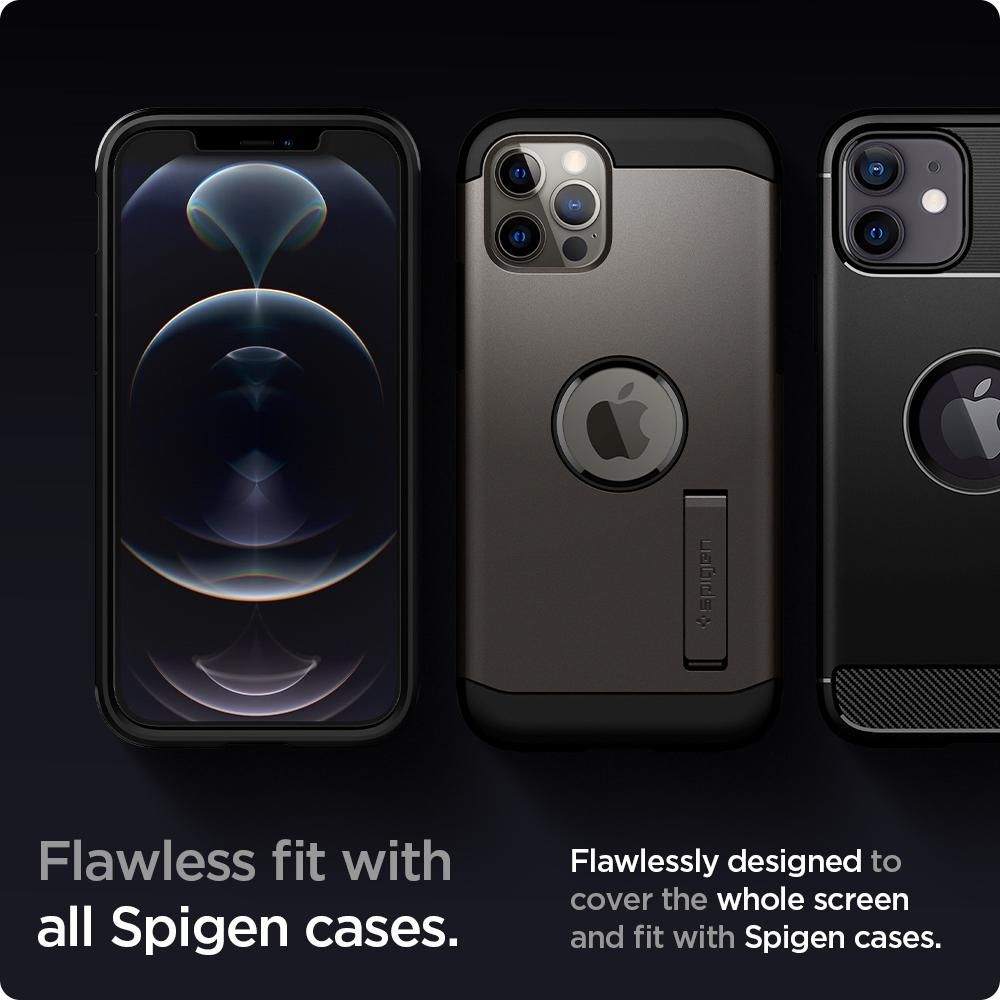 Spigen Glas.TR EZ Fit grūdintas stiklas iPhone 12/12 Pro (2 vnt.) -- iPhone 12