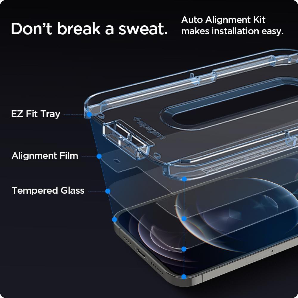 Spigen Glas.TR EZ Fit grūdintas stiklas iPhone 12/12 Pro (2 vnt.) -- iPhone 12