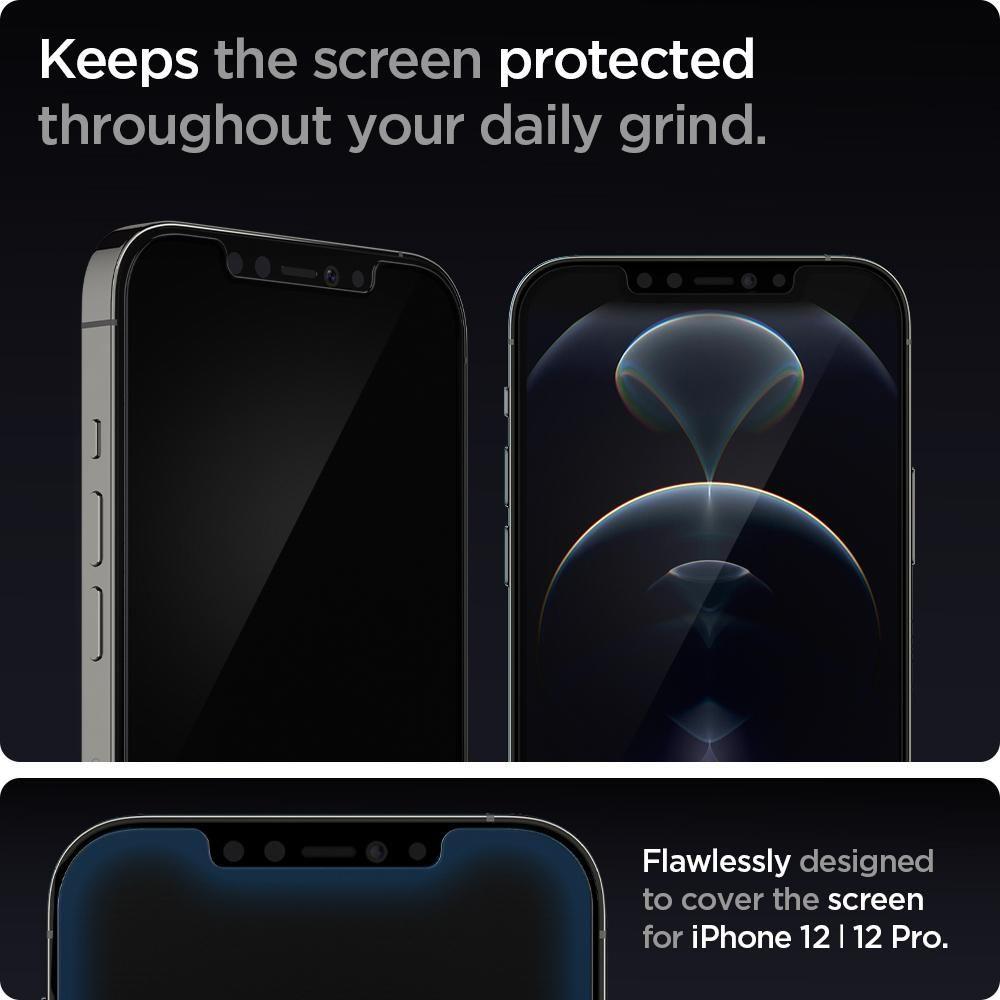 Spigen Glas.TR EZ Fit grūdintas stiklas iPhone 12/12 Pro (2 vnt.) -- iPhone 12