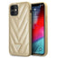 Guess V-Quilted dėklas iPhone 12 mini – auksinis -- iPhone 12 Mini