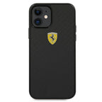 Ferrari dėklas iPhone 12 mini – juodas, anglies pluoštas -- iPhone 12 Mini