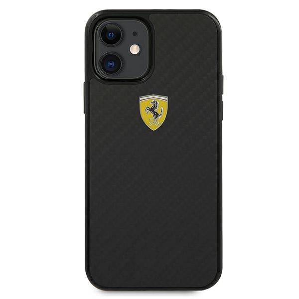 Ferrari dėklas iPhone 12 mini – juodas, anglies pluoštas -- iPhone 12 Mini