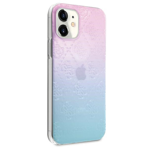 Guess 4G 3D Pattern dėklas iPhone 12 mini – mėlyna/rožinė -- iPhone 12 Mini