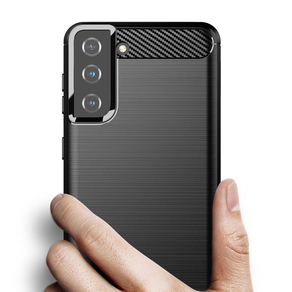 Carbon Case TPU dėklas Samsung Galaxy S21+ 5G – juodas -- Samsung Galaxy S21+