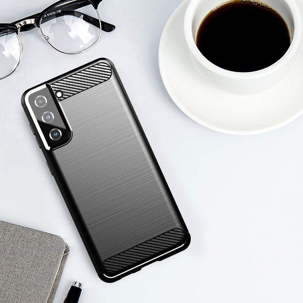 Carbon Case TPU dėklas Samsung Galaxy S21+ 5G – juodas -- Samsung Galaxy S21+