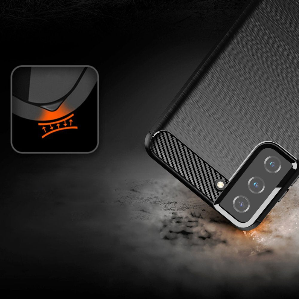 Carbon Case TPU dėklas Samsung Galaxy S21+ 5G – juodas -- Samsung Galaxy S21+