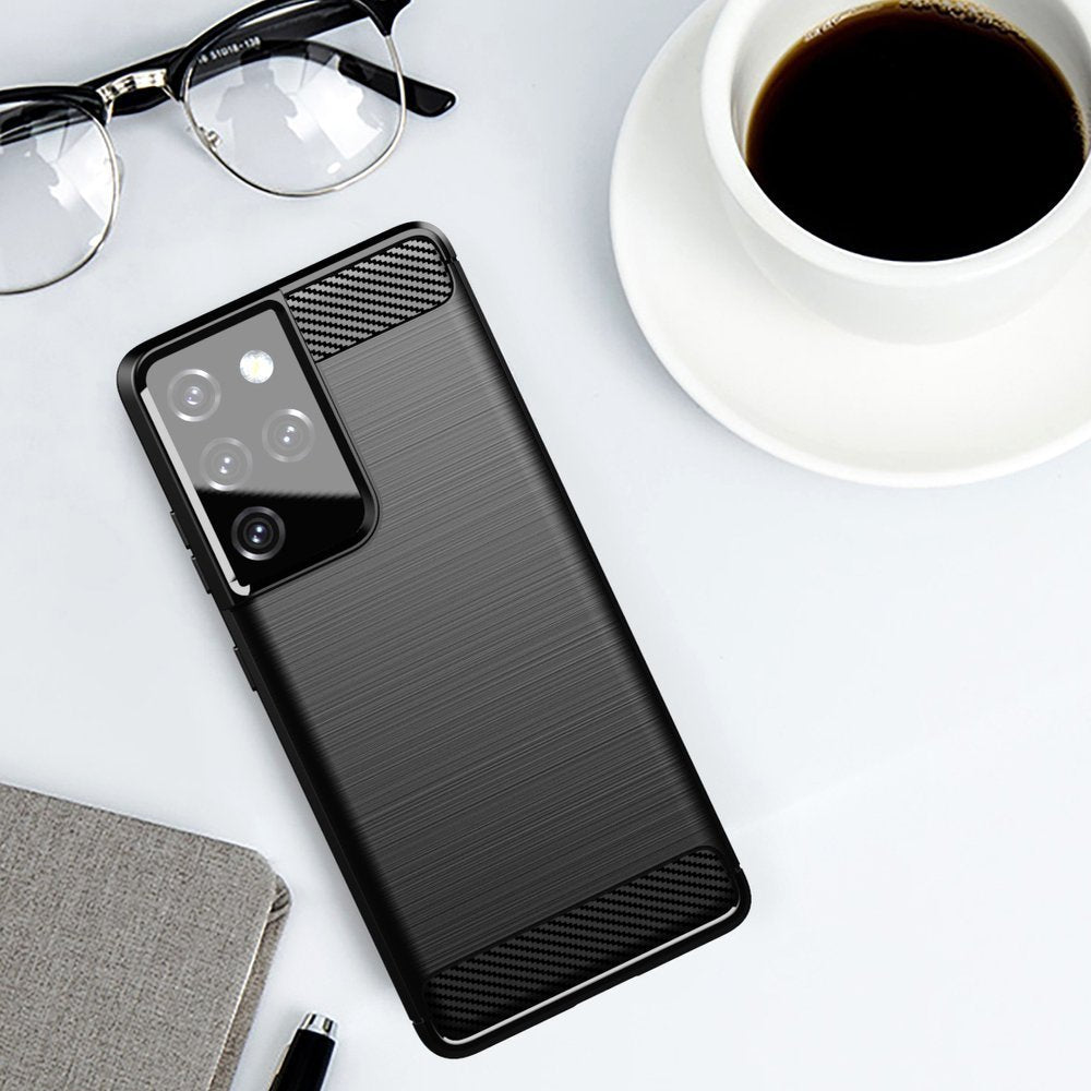 Carbon Case TPU dėklas Samsung Galaxy S21 Ultra 5G – mėlynas -- Samsung Galaxy S21 Ultra