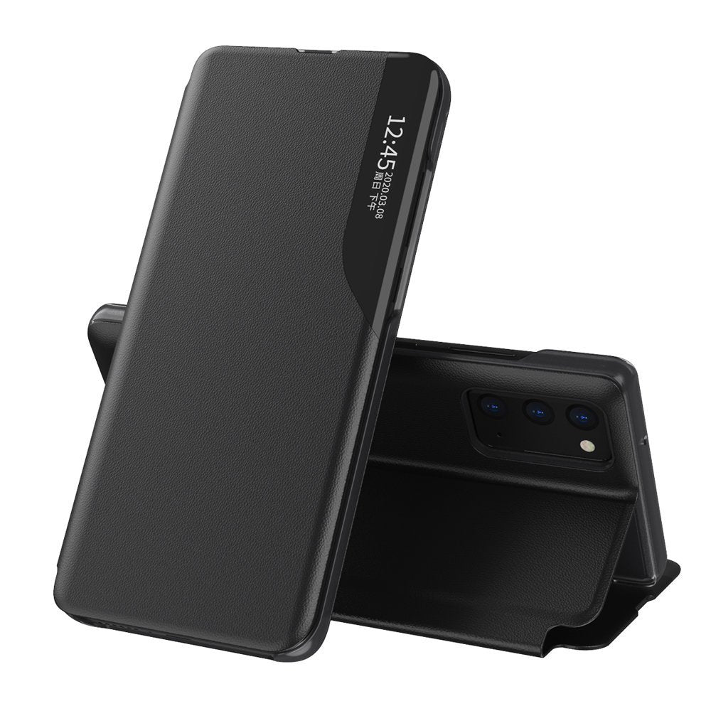 Eco Leather View Case dėklas Samsung Galaxy A72 4G – juodas -- Samsung Galaxy A72