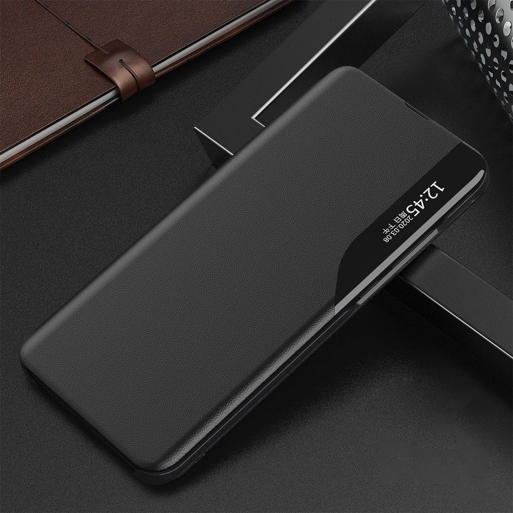Eco Leather View Case dėklas Samsung Galaxy A72 4G – juodas -- Samsung Galaxy A72