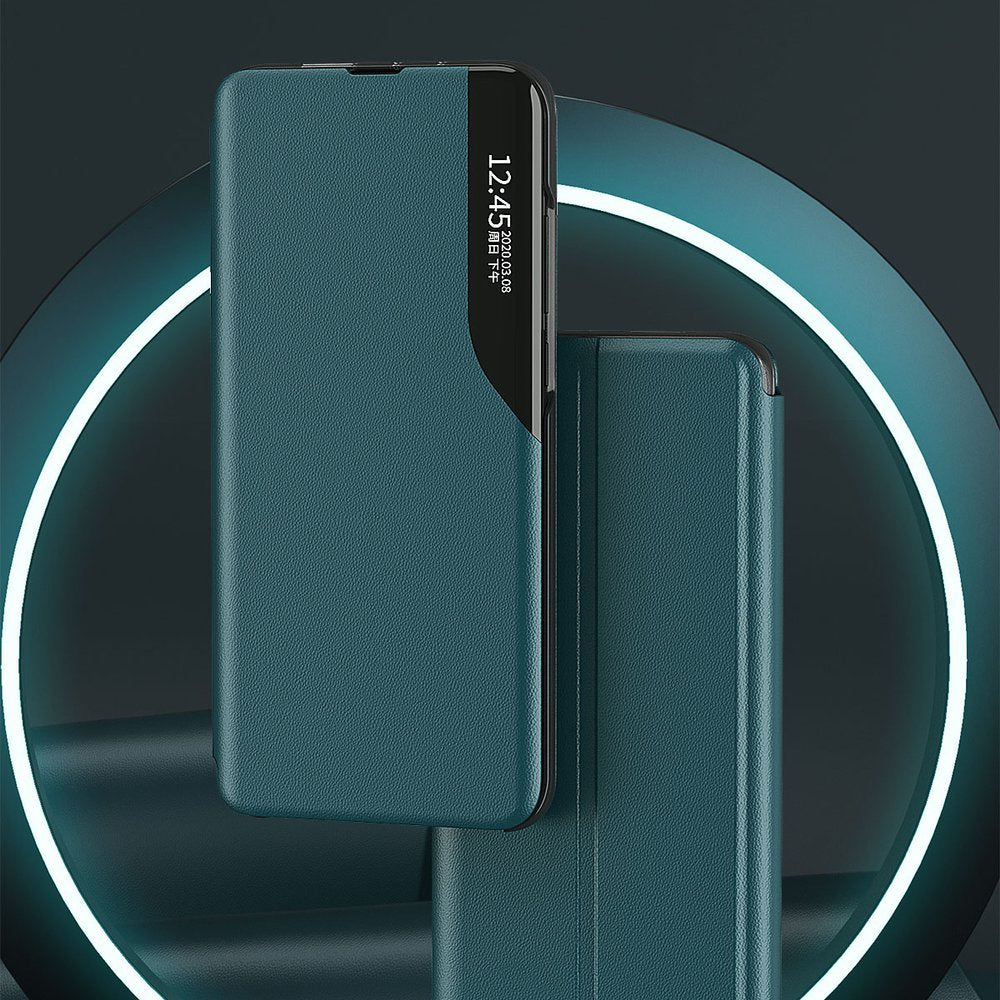Eco Leather View Case dėklas Samsung Galaxy A72 4G – juodas -- Samsung Galaxy A72