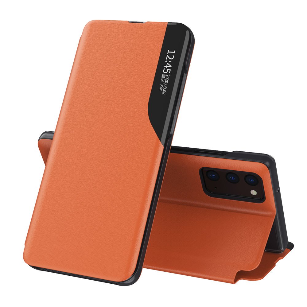 Eco Leather View dėklas Samsung Galaxy A72 4G – oranžinis -- Samsung Galaxy A72
