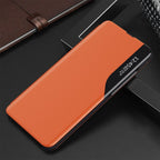 Eco Leather View dėklas Samsung Galaxy A72 4G – oranžinis -- Samsung Galaxy A72