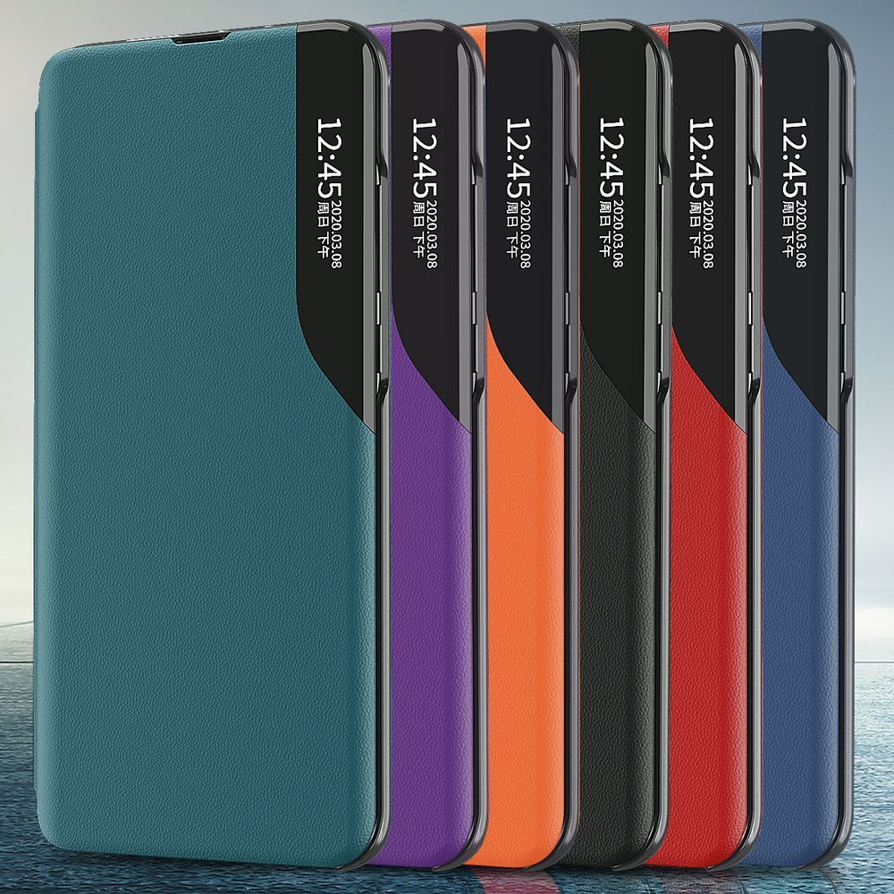 Eco Leather View dėklas Samsung Galaxy A72 4G – oranžinis -- Samsung Galaxy A72