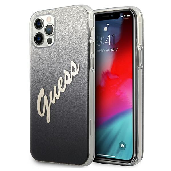 Guess dėklas iPhone 12 Pro Max – juodas, blizgus -- iPhone 12 Pro Max