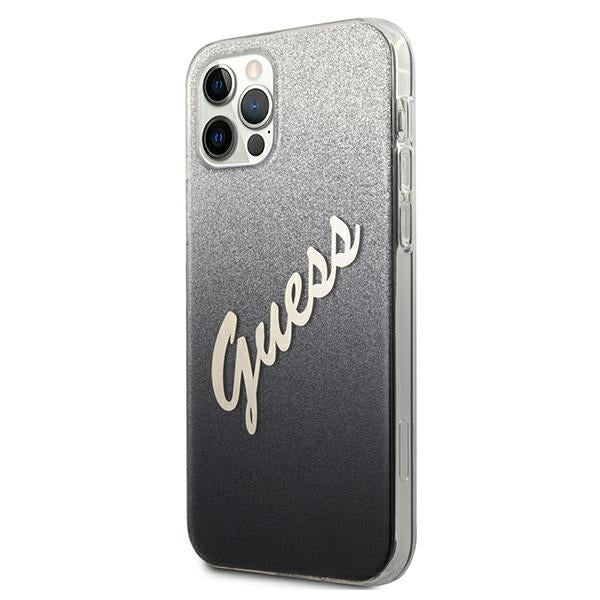 Guess dėklas iPhone 12 Pro Max – juodas, blizgus -- iPhone 12 Pro Max