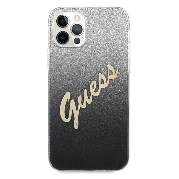 Guess dėklas iPhone 12 Pro Max – juodas, blizgus -- iPhone 12 Pro Max