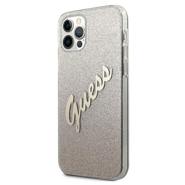 Guess dėklas iPhone 12 Pro Max – auksinis Glitter Gradient -- iPhone 12 Pro Max