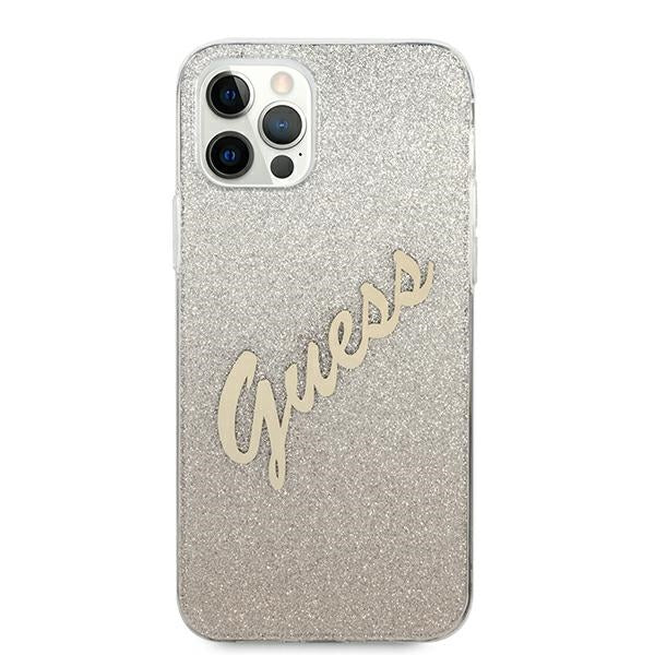 Guess dėklas iPhone 12 Pro Max – auksinis Glitter Gradient -- iPhone 12 Pro Max