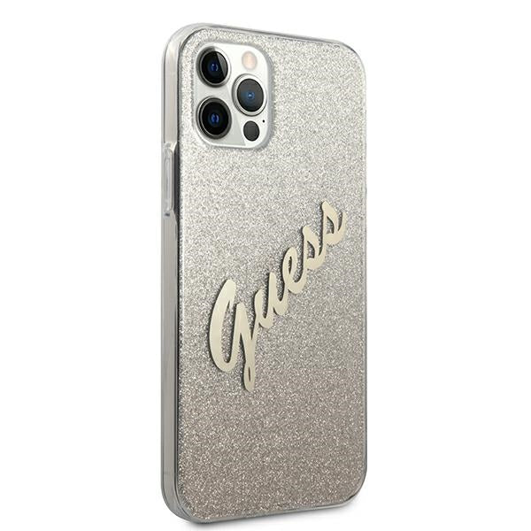 Guess dėklas iPhone 12 Pro Max – auksinis Glitter Gradient -- iPhone 12 Pro Max