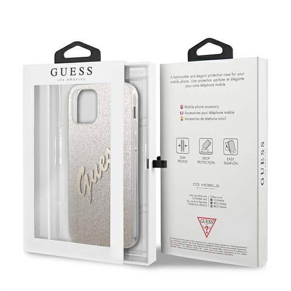 Guess dėklas iPhone 12 Pro Max – auksinis Glitter Gradient -- iPhone 12 Pro Max