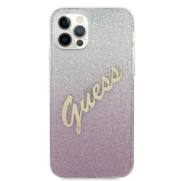 Guess Glitter Gradient dėklas iPhone 12 Pro Max – rožinis -- iPhone 12 Pro Max