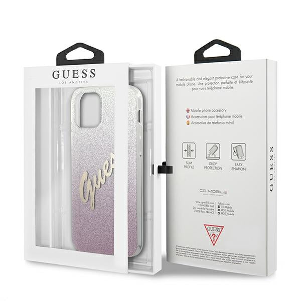 Guess Glitter Gradient dėklas iPhone 12 Pro Max – rožinis -- iPhone 12 Pro Max