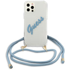 Guess dėklas iPhone 12/12 Pro – skaidrus/mėlynas -- iPhone 12