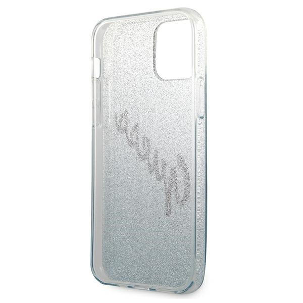 Guess dėklas iPhone 12/12 Pro 6,1" – mėlynas Glitter Gradient -- iPhone 12