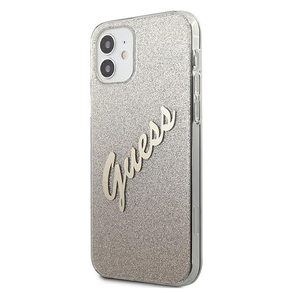 Guess Glitter Gradient dėklas iPhone 12 mini – auksinis -- iPhone 12 Mini