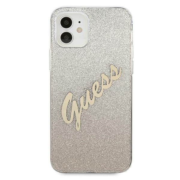 Guess Glitter Gradient dėklas iPhone 12 mini – auksinis -- iPhone 12 Mini